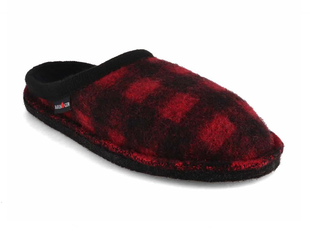 HAFLINGER-Women-Felt-Slippers-Flair-Plaid-paprika #farbe_Red