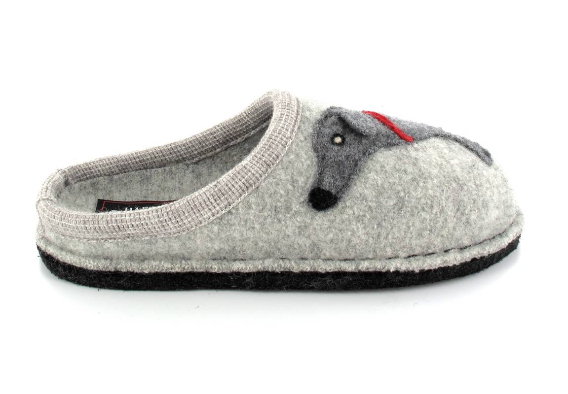 1 HAFLINGER-Dog-Slippers--Flair-Dachshund-StoneGray #farbe_Grey