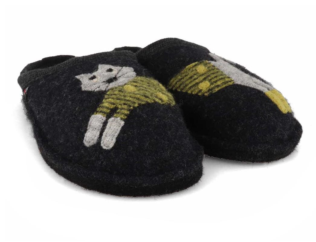 HAFLINGER-Women-Felt-Slippers-Flair-Cucho-graphite #farbe_Grey