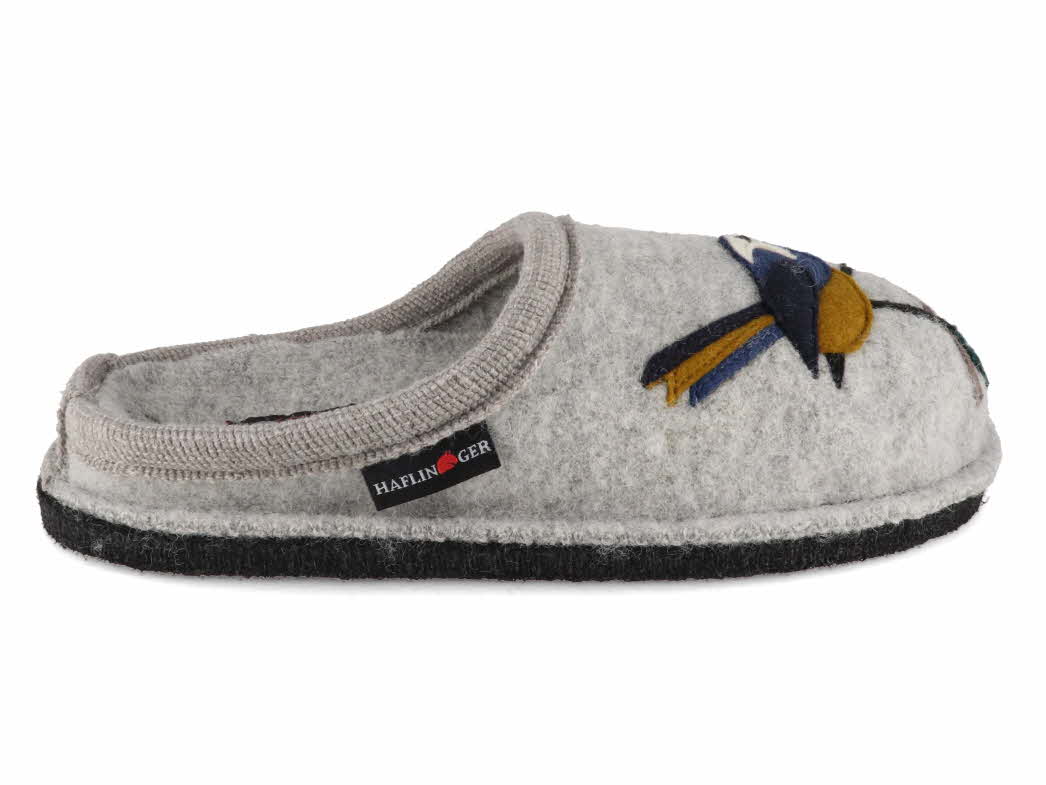 1 HAFLINGER-Women-Felt-Slippers-Flair-Songbird-stone-gray #farbe_Grey