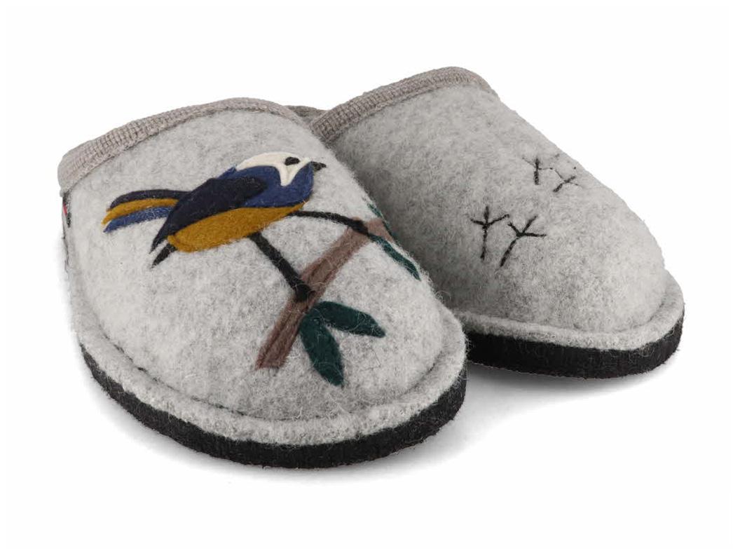 HAFLINGER-Women-Felt-Slippers-Flair-Songbird-stone-gray #farbe_Grey