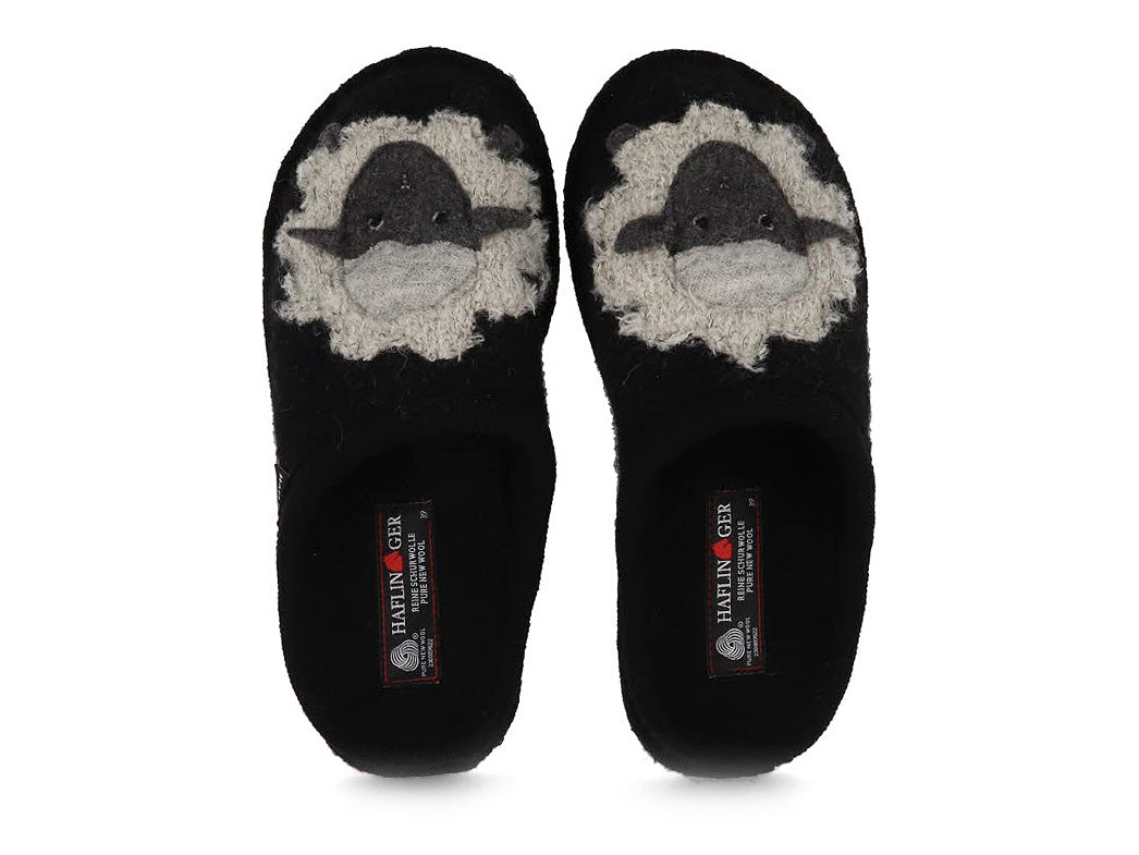 1 HAFLINGER-Women-Boiled-Wool-Slippers-Flair-Lamby-black #farbe_Black