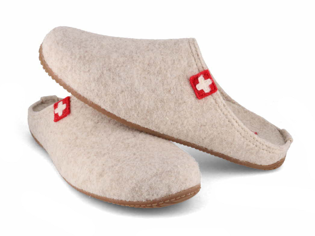 1 Living-Kitzbuehel-Women-Felt-Slippers-Swiss-Cross-unbleached #farbe_Beige