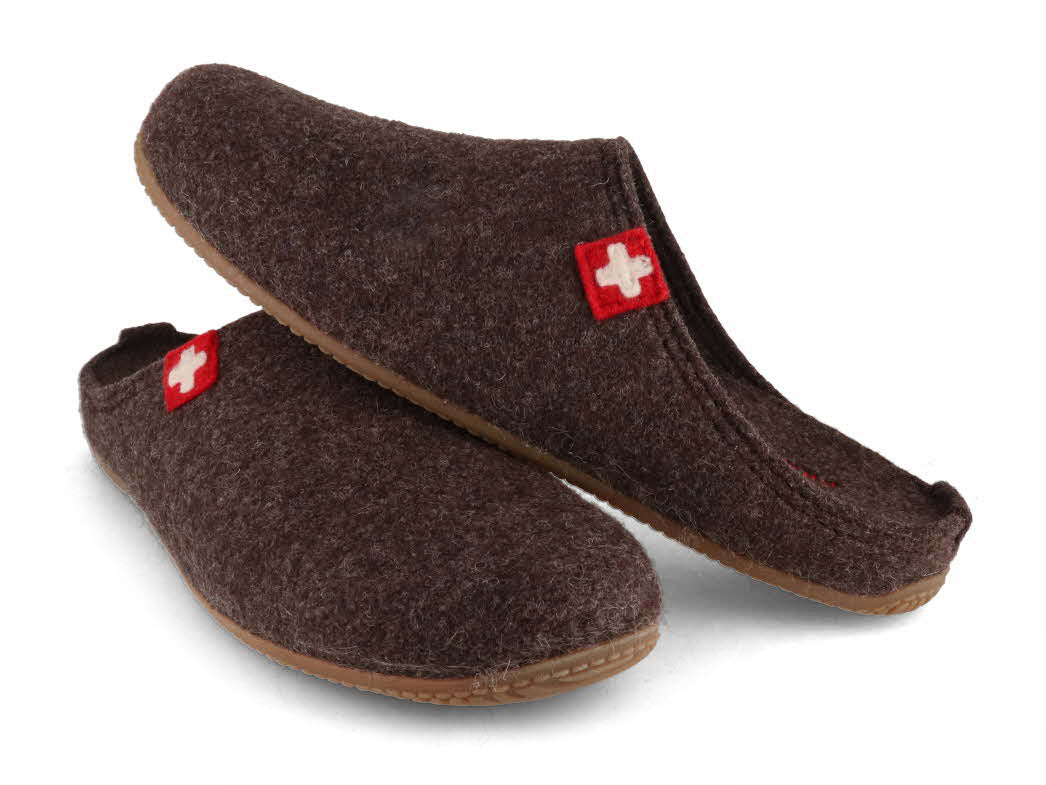 1 Living-Kitzbuehel-Men-Women-Felt-Slippers-Swiss-Cross-dark-oak #farbe_Green