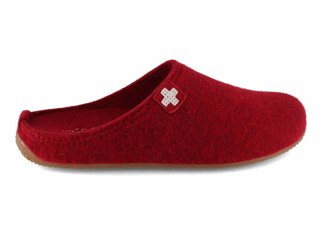 1 Living-Kitzbuehel-Women-Felt-Slippers-Swiss-Cross-dark-cherry #farbe_Red