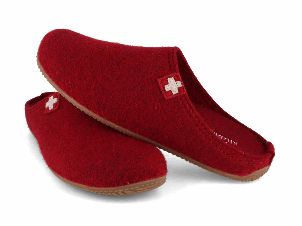 1 Living-Kitzbuehel-Women-Felt-Slippers-Swiss-Cross-dark-cherry #farbe_Red