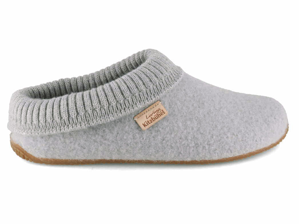 1 Living-Kitzbuehel-Womens-Slippers-With-A-Knitted-Cuff-light-gray #farbe_Grey
