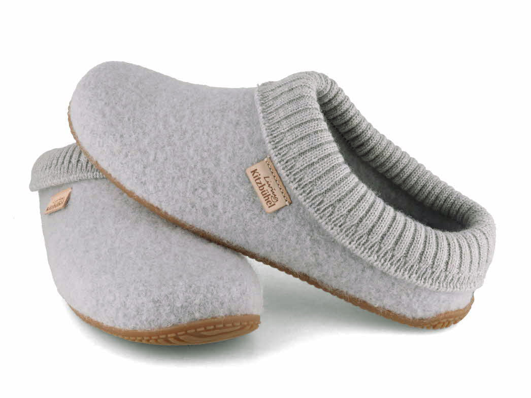 1 Living-Kitzbuehel-Womens-Slippers-With-A-Knitted-Cuff-light-gray #farbe_Grey