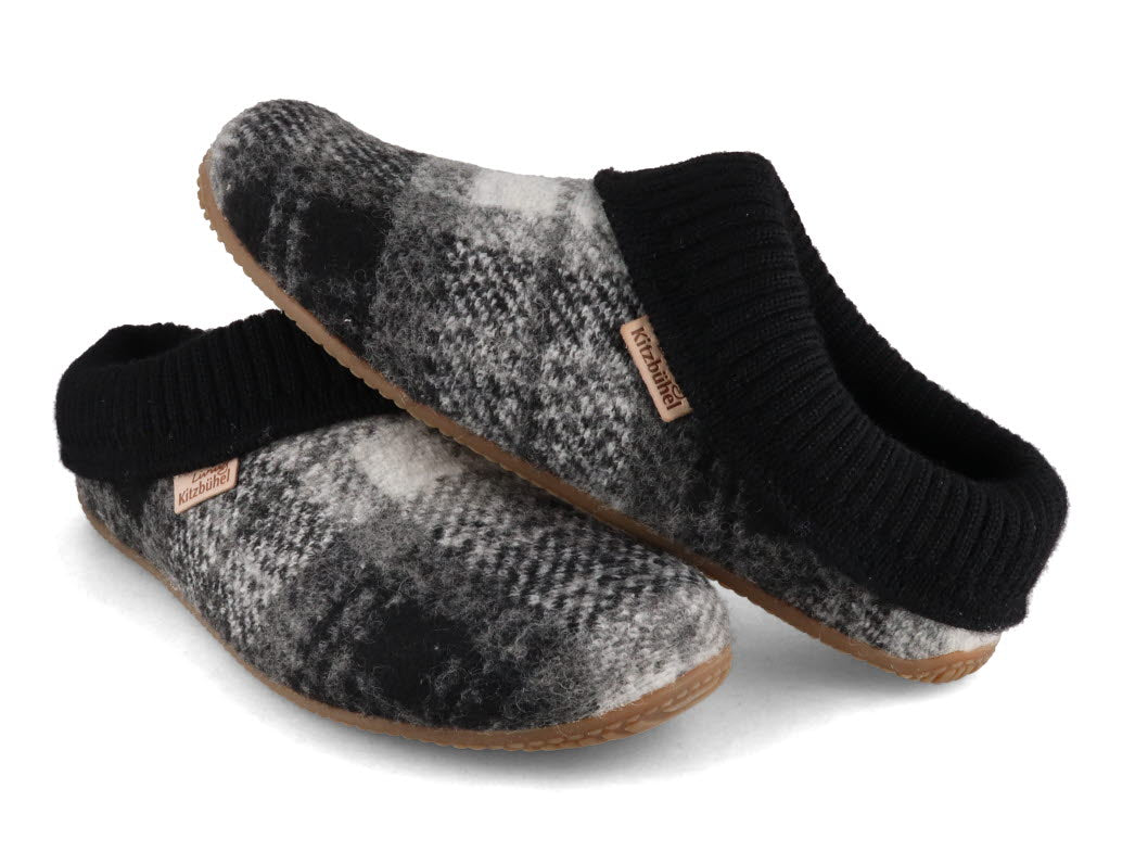 1 LIVING-KITZBHEL-Women-Slippers-with-knitted-cuff-black-gray #farbe_Black