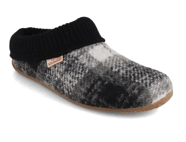 LIVING-KITZBHEL-Women-Slippers-with-knitted-cuff-black-gray #farbe_Black