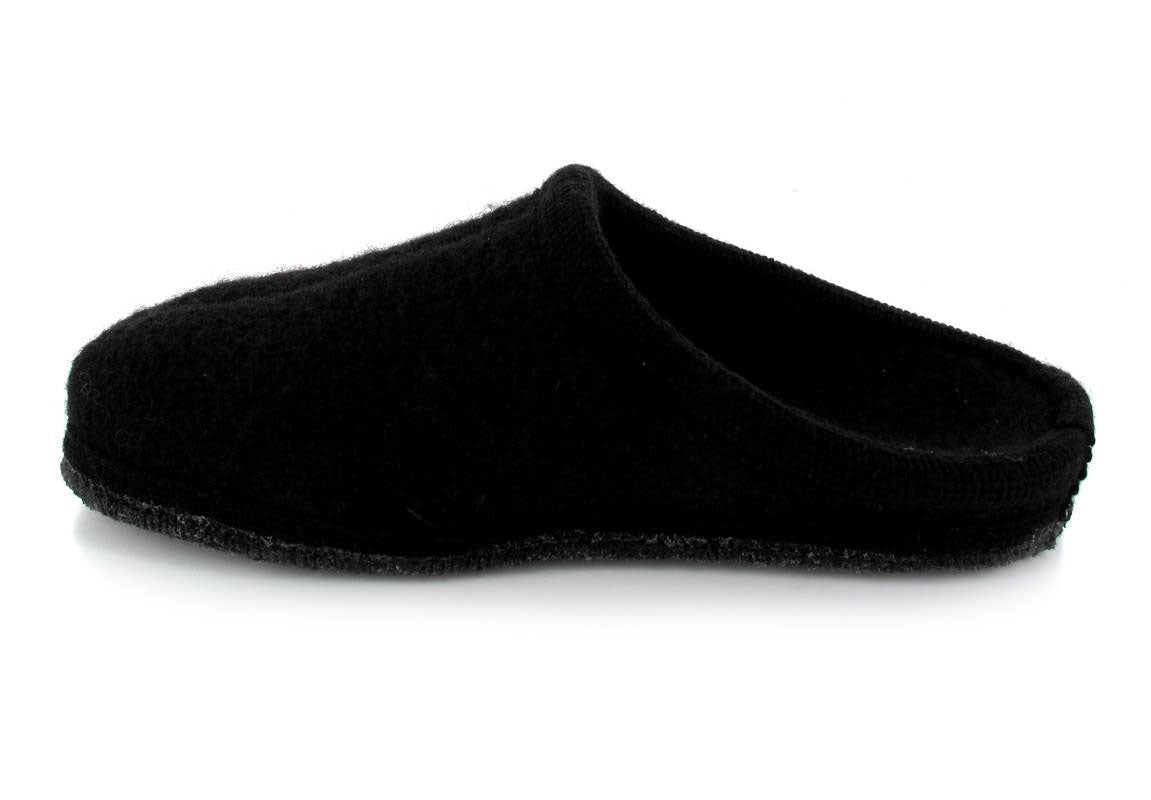 1 HAFLINGER-Boiled-Wool-Soft-Sole-Slipper--Alaska-Black #farbe_Black