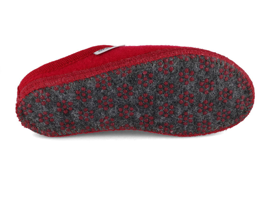 1 HAFLINGER-Slipper--CashmereWalk-Brick-Red #farbe_Red