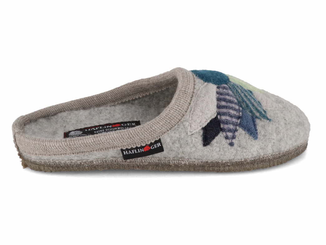 1 HAFLINGER-Slipper--Flowerpower-Stone-Gray #farbe_Grey