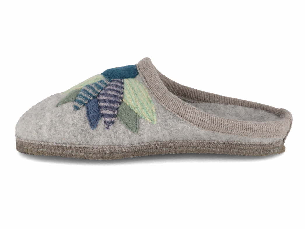 1 HAFLINGER-Slipper--Flowerpower-Stone-Gray #farbe_Grey