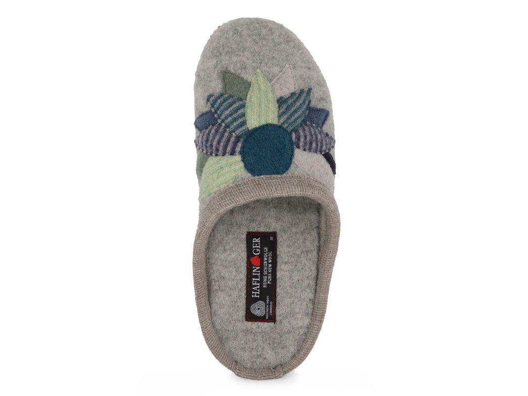 1 HAFLINGER-Slipper--Flowerpower-Stone-Gray #farbe_Grey