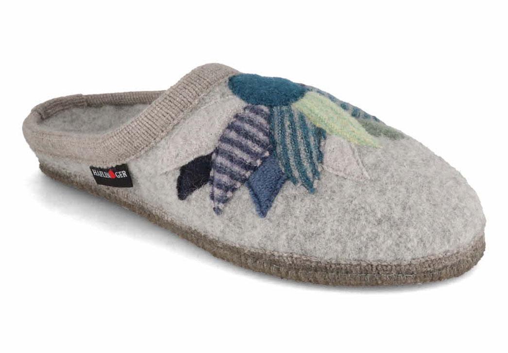 HAFLINGER-Slipper--Flowerpower-Stone-Gray #farbe_Grey