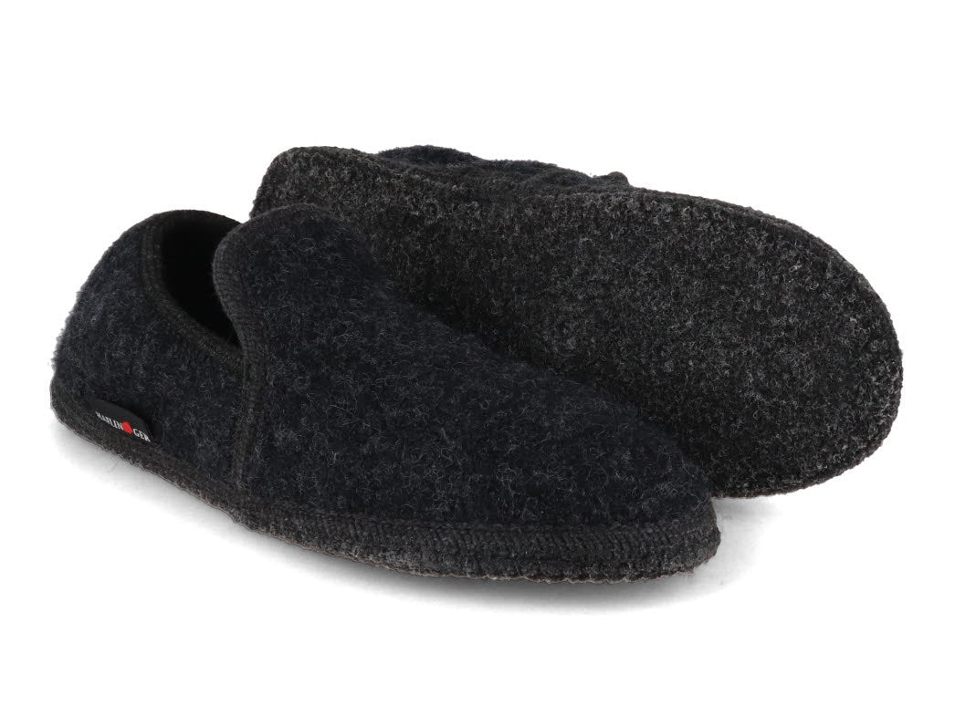 1 HAFLINGER-Women-Men-Closed-Heel-Boiled-Wool-Slippers-Loafer-graphite #farbe_Gray