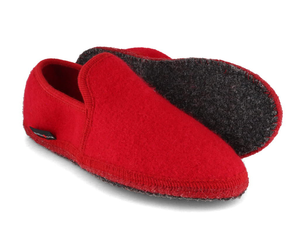 1 HAFLINGER-Women-Closed-Heel-Boiled-Wool-Slippers-Loafer-red #farbe_Red