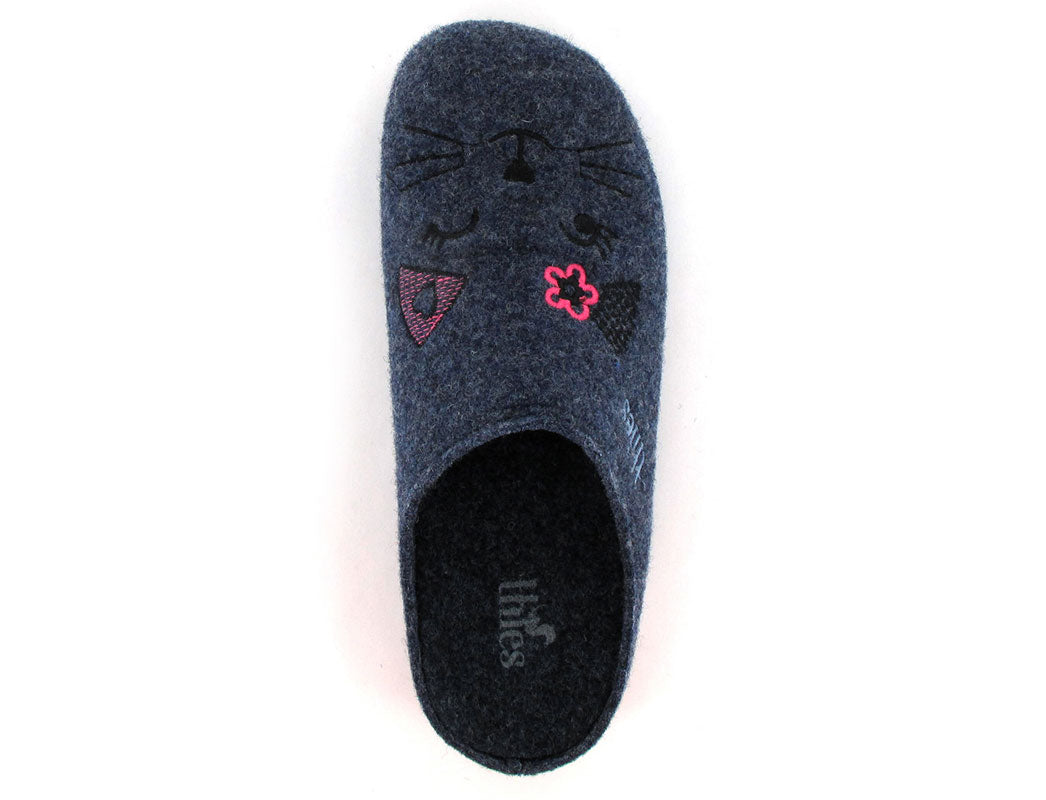 1 THIES-Slipper--Cat-Fieltro-Marinojas #farbe_Blue