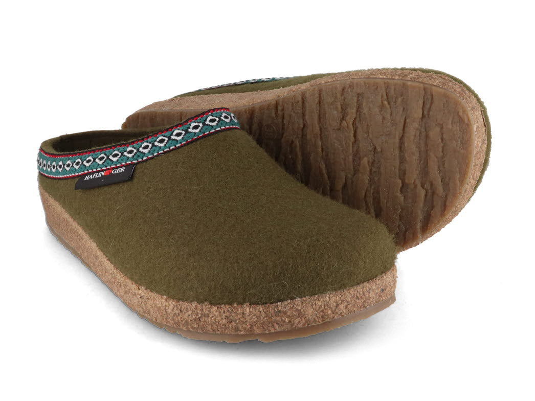 1 HAFLINGER-Women-Men-GZ-Felt-Clogs-Grizzly-Franzl-olive #farbe_Green