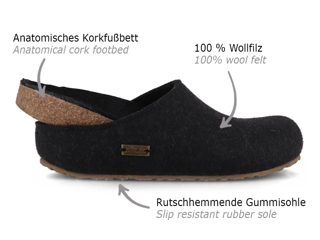 1 HAFLINGER-Wool-Felt-Clog--Grizzly-Michel-Graphite #farbe_Grey