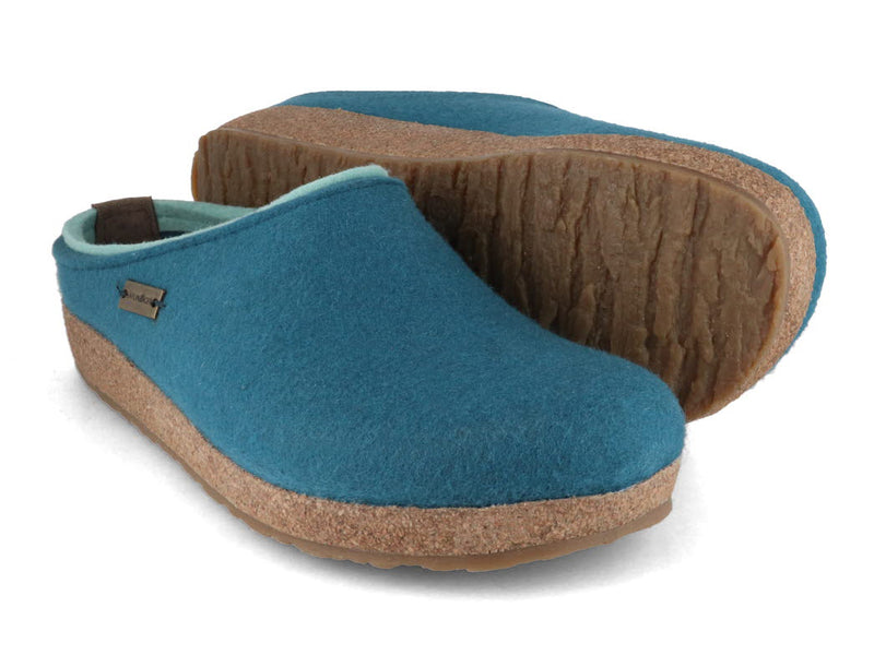 1 HAFLINGER-Women-Felt-Clogs-Grizzly-Kris-turquoise