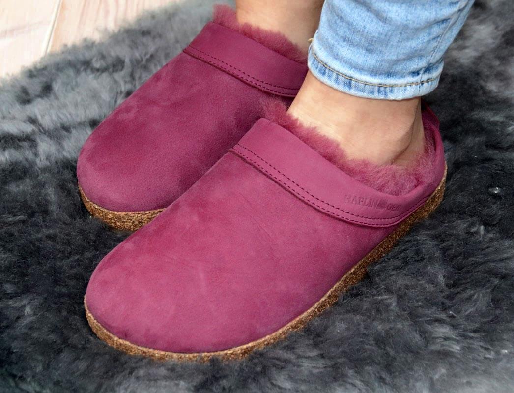 1 HAFLINGER-Clog--Snowbird-Burgundy #farbe_Rosa