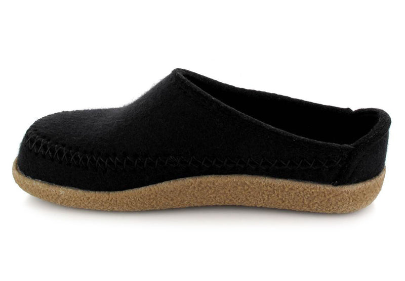 1 HAFLINGER-Slipper-Clog--Blizzard-Credo-Black