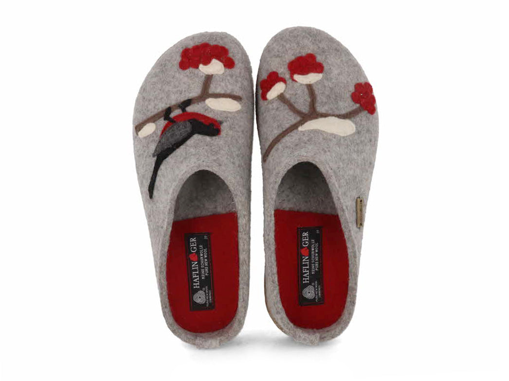 1 HAFLINGER-Women-Felt-Clogs-Grizzly-Winterbird-stone-gray #farbe_Grey