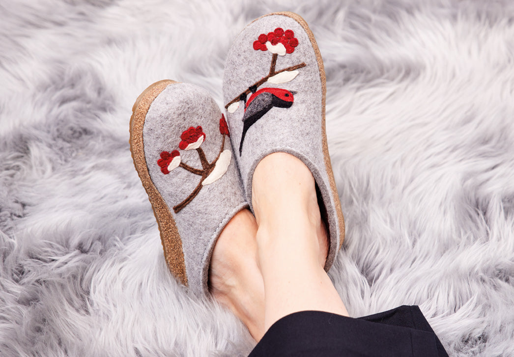 1 HAFLINGER-Women-Felt-Clogs-Grizzly-Winterbird-stone-gray #farbe_Grey