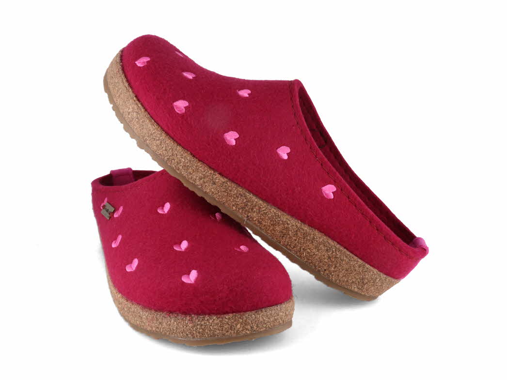 1 HAFLINGER-Women-Felt-Clogs-Grizzly-Cuoricino-port #farbe_Red