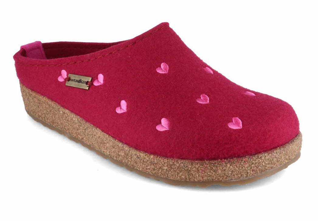 HAFLINGER-Women-Felt-Clogs-Grizzly-Cuoricino-port #farbe_Red