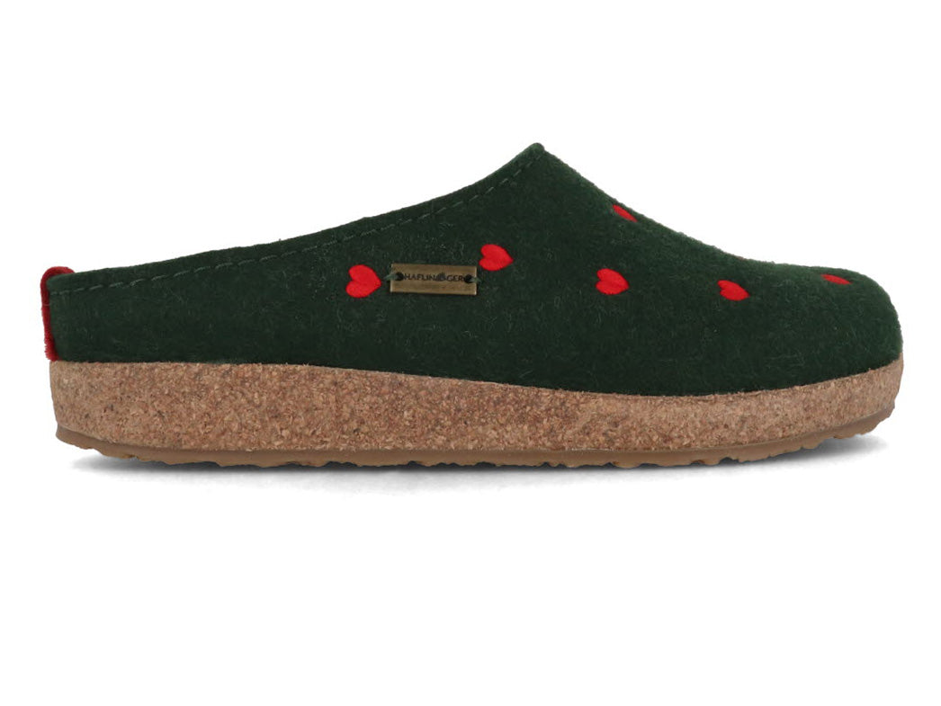 1 HAFLINGER-Women-Felt-Clogs-Grizzly-Cuoricino-yew #farbe_Green