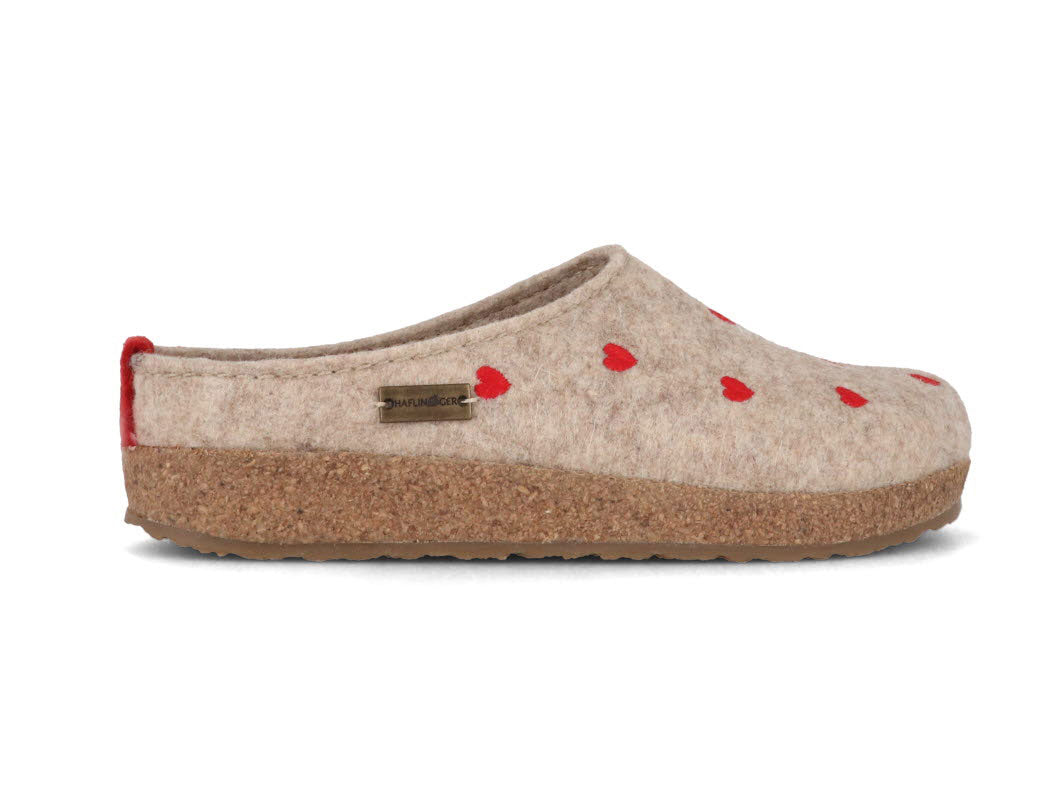1 HAFLINGER-Women-Felt-Clogs-Grizzly-Cuoricino-beige #farbe_Beige