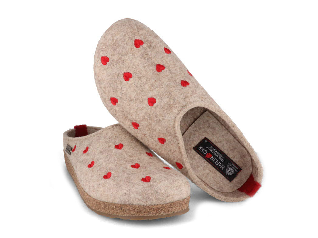 1 HAFLINGER-Women-Felt-Clogs-Grizzly-Cuoricino-beige #farbe_Beige