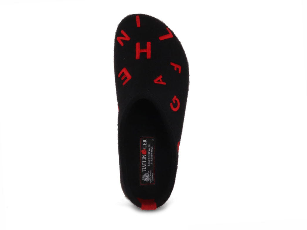 1 HAFLINGER-Women-Clogs-Grizzly-Letter-black #farbe_Black