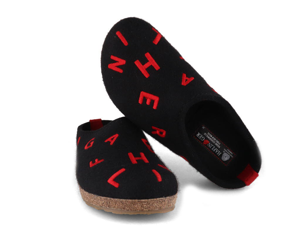 1 HAFLINGER-Women-Clogs-Grizzly-Letter-black #farbe_Black