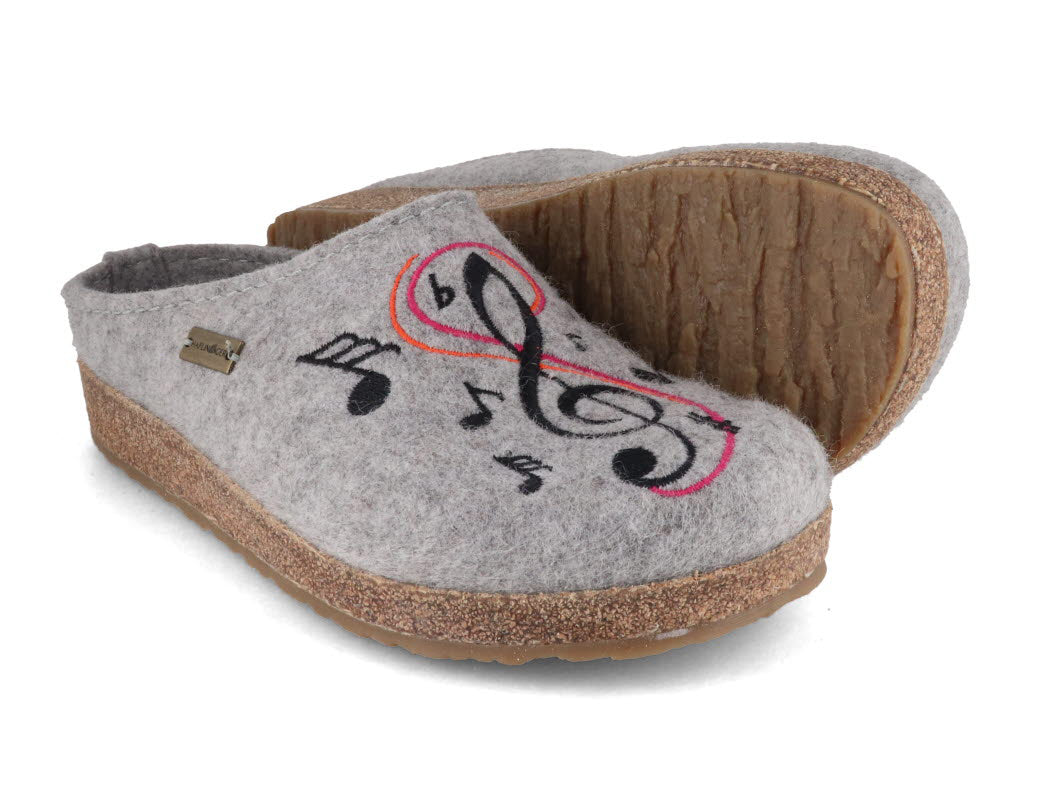 1 HAFLINGER-Women-Felt-Clogs-Grizzly-Melody-stone-gray #farbe_Gray
