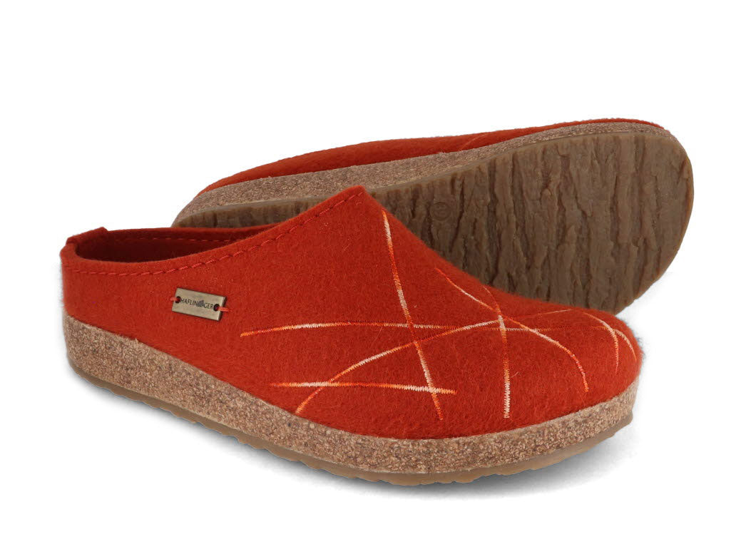 1 HAFLINGER-Women-Felt-Clogs-Grizzly-Mikado-fox #farbe_Orange