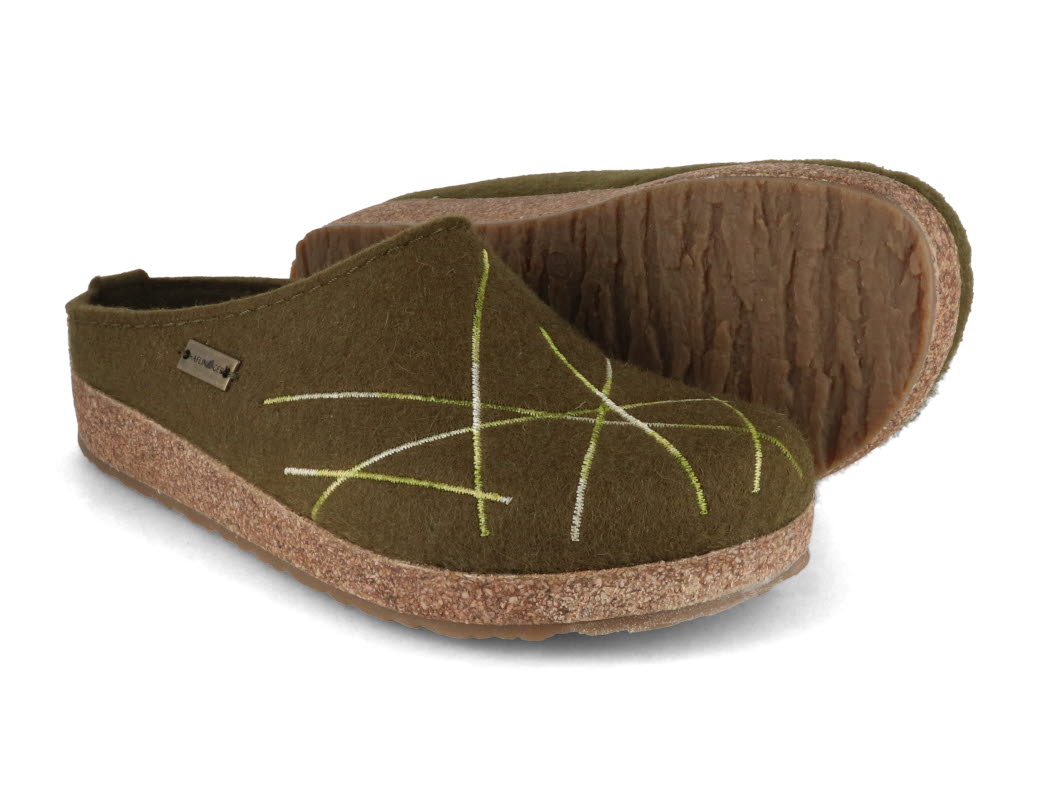 1 HAFLINGER-Women-Felt-Clogs-Grizzly-Mikado-olive #farbe_Oliv