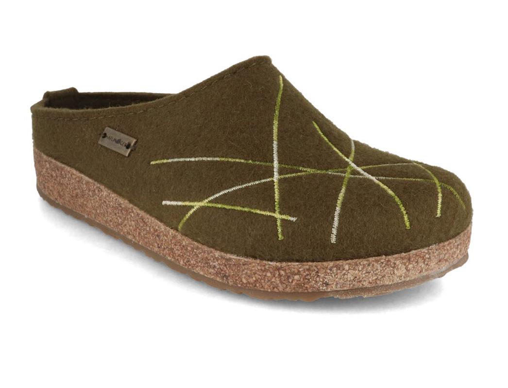 HAFLINGER-Women-Felt-Clogs-Grizzly-Mikado-olive #farbe_Oliv