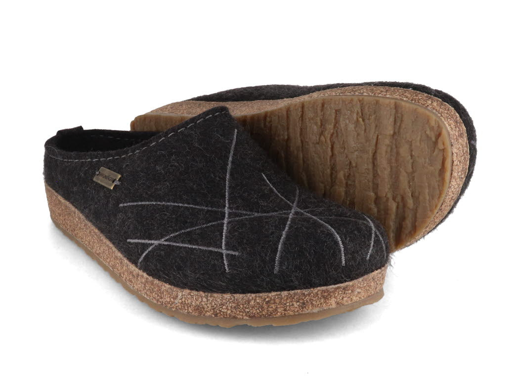 1 HAFLINGER-Women-Felt-Clogs-Grizzly-Mikado-graphite #farbe_Gray