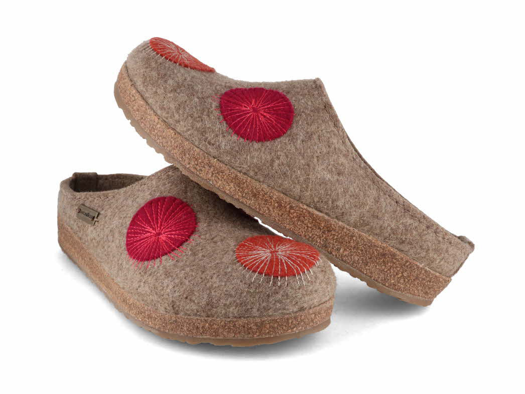 1 HAFLINGER-Women-Felt-Clogs-Grizzly-Radius-turf #farbe_Beige