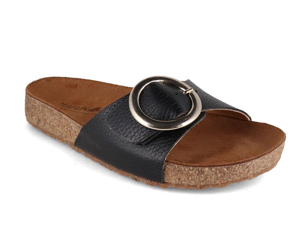 haflinger-slide-sandals-round-buckle-gina #color_black