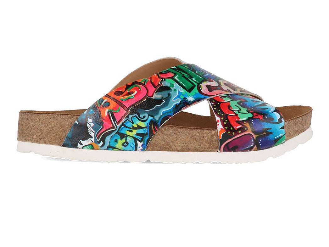 1 HAFLINGER-Women-Printed-Leather-Summer-Mules-Bio-Mio-multidrawing #farbe_Colorful