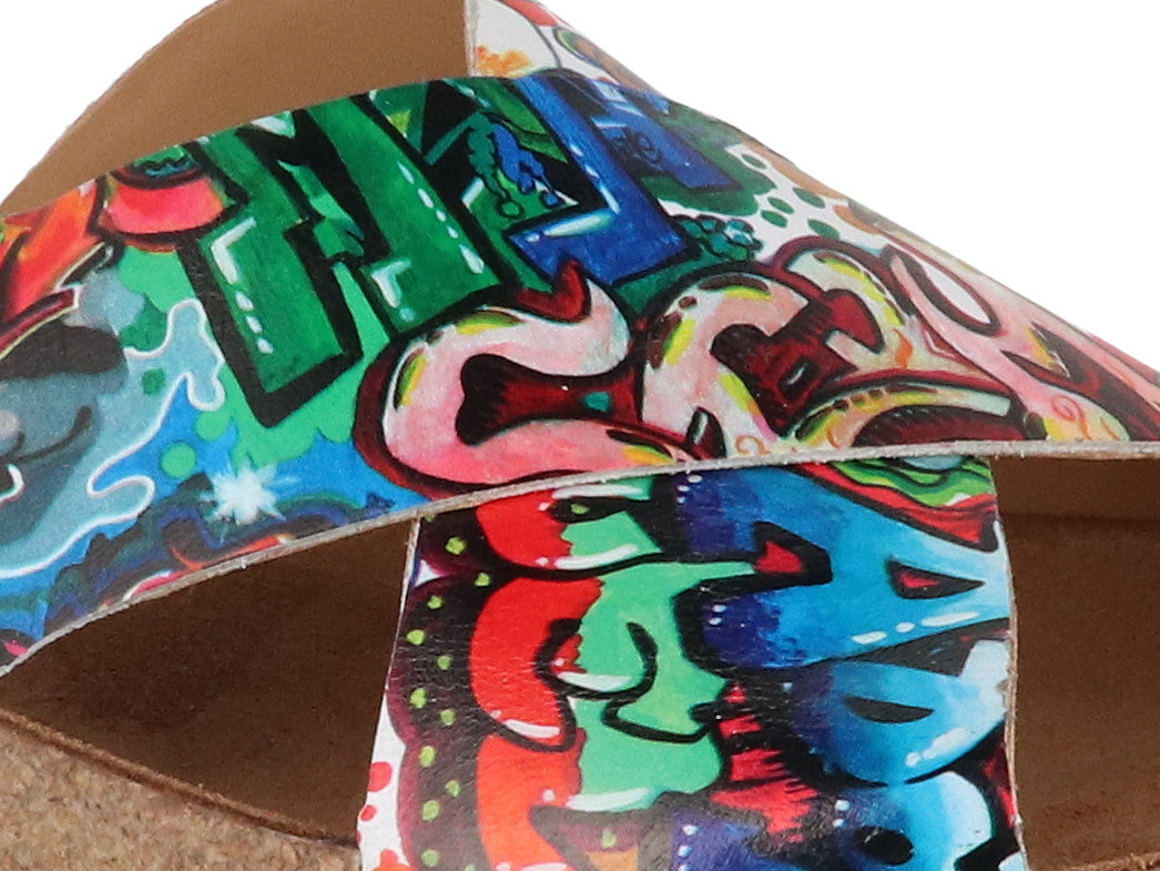 1 HAFLINGER-Women-Printed-Leather-Summer-Mules-Bio-Mio-multidrawing #farbe_Colorful