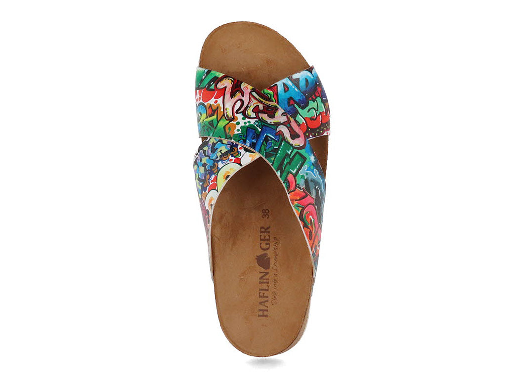 1 HAFLINGER-Women-Printed-Leather-Summer-Mules-Bio-Mio-multidrawing #farbe_Colorful