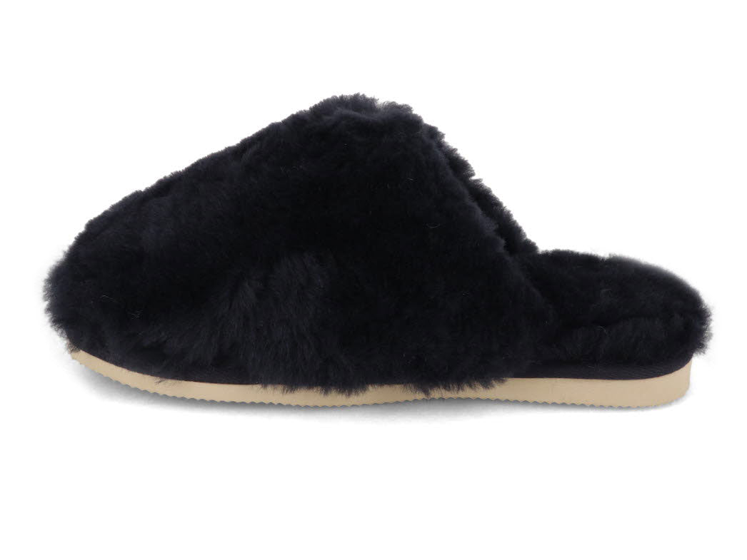 1 THIES-Womens-Sheepskin-Slippers-Fluffy-Navy #farbe_Blue