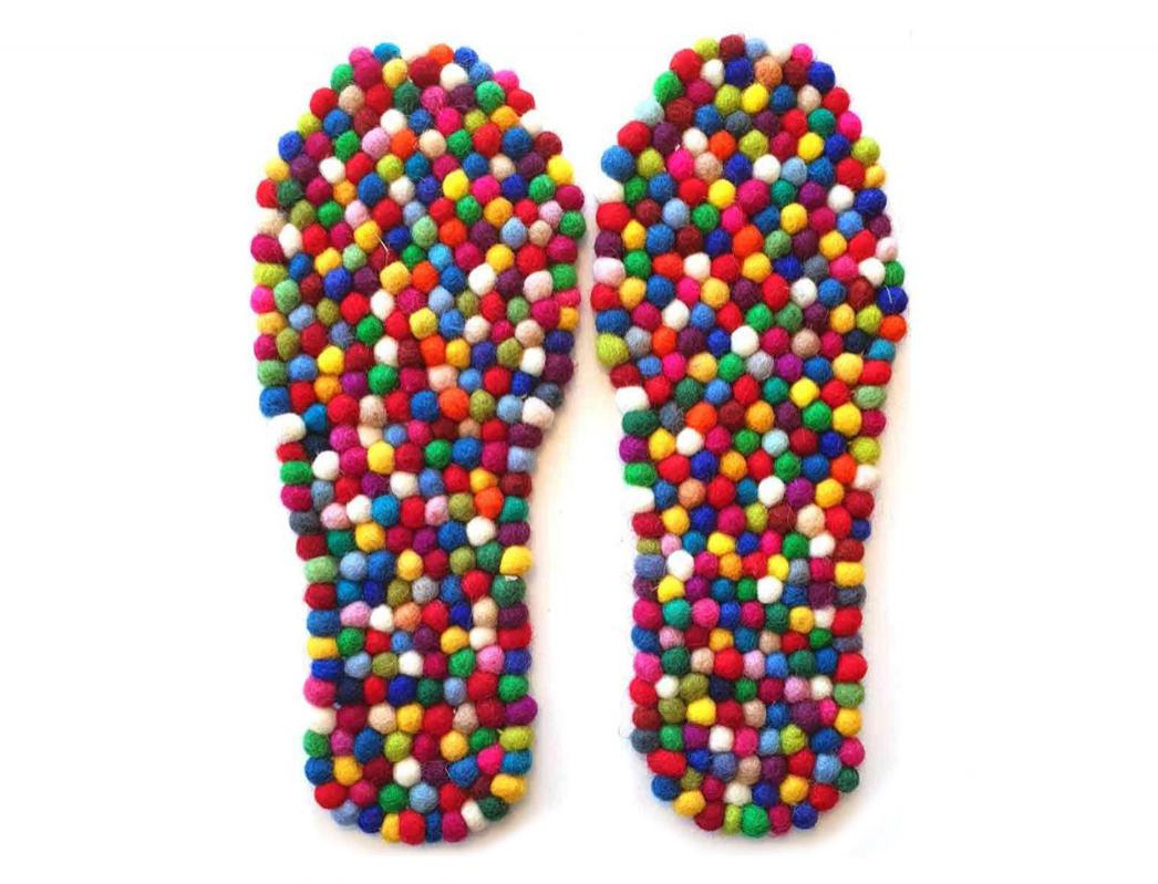 WoolFit FeelGood colorful wool felt-ball footbeds, top view