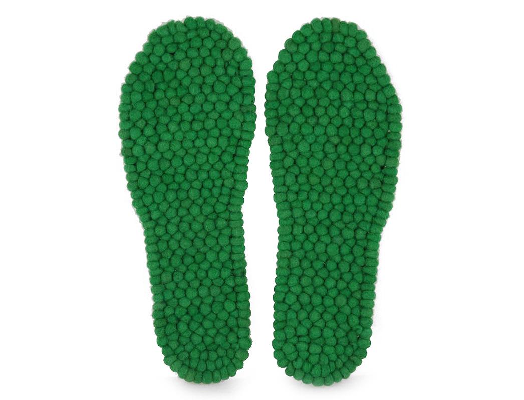 WoolFit FeelGood emerald green wool felt-ball footbeds, paired top view